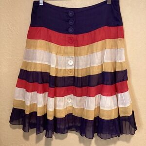 Edme & Esyllte Anthropologie‎ 100% Cotton Button Front Striped Skirt, Size 8